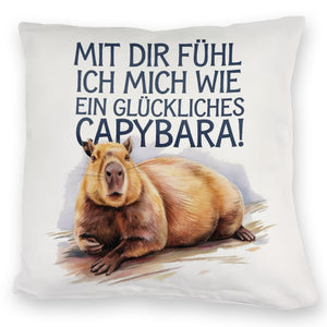 Glücklich mit dir fröhliches Capybara Kissen