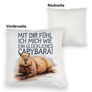 Glücklich mit dir fröhliches Capybara Kissen