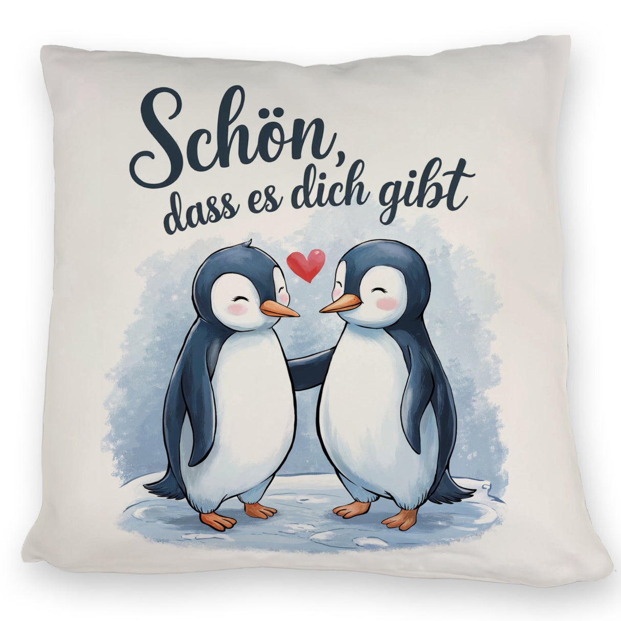 Pinguine mit Herz Kissen - Schön, dass es dich gibt