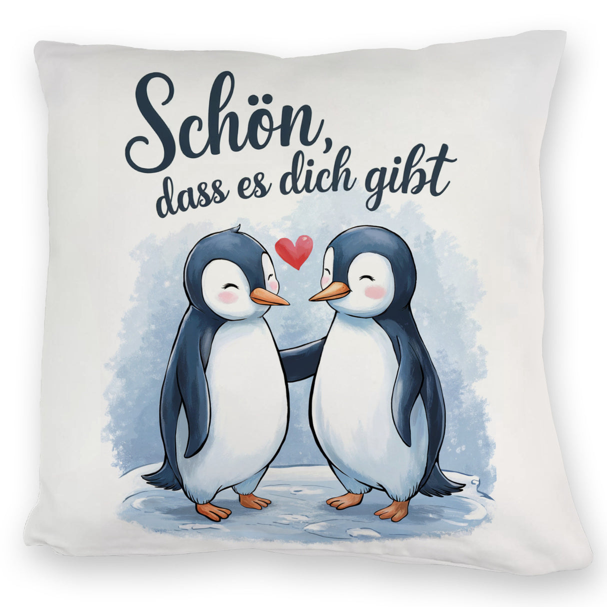 Pinguine mit Herz Kissen - Schön, dass es dich gibt