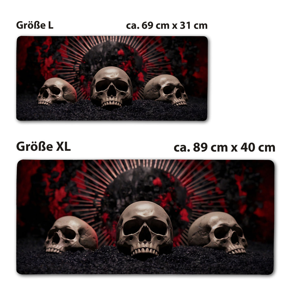 Mysteriöse Totenkopf Schreibtischunterlage 69x31cm XXL Mauspad