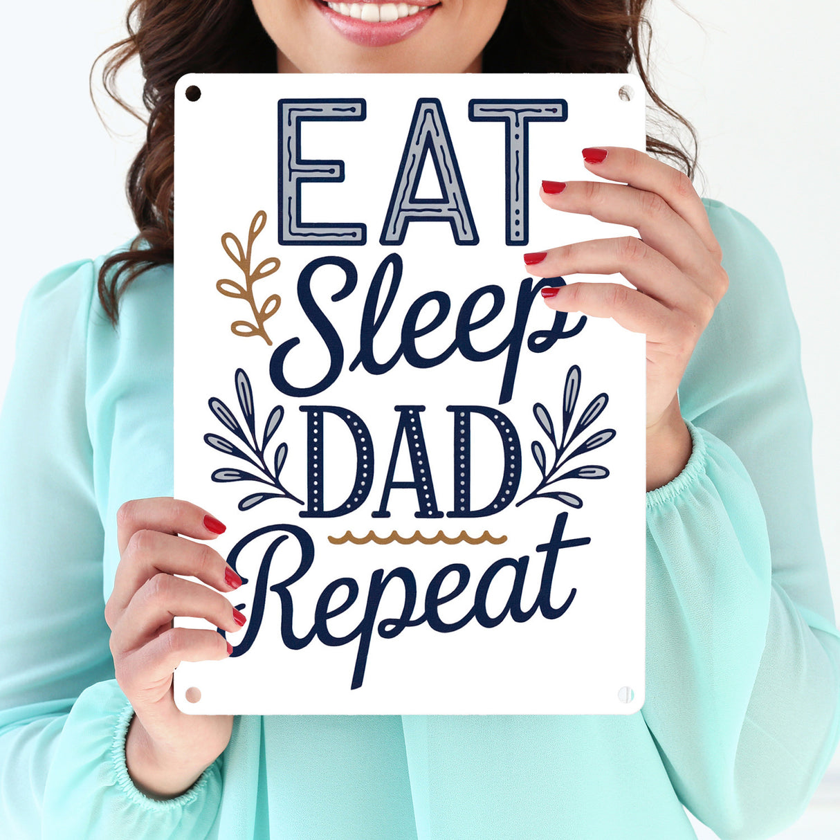 Eat Sleep Dad repeat Metallschild in 15x20 cm für Vatertag