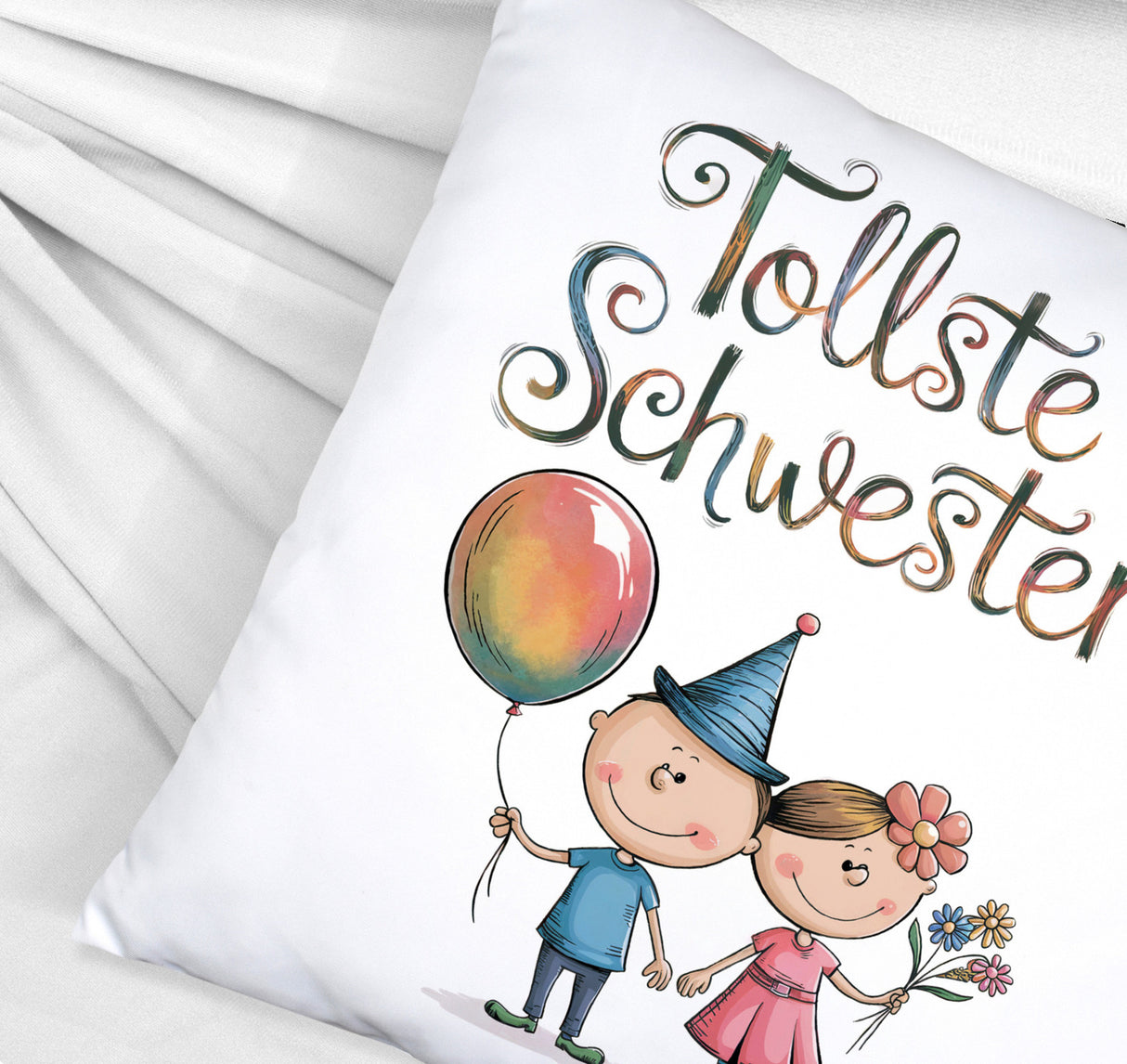 Tollste Schwester Cartoon Kissen für Geschwister