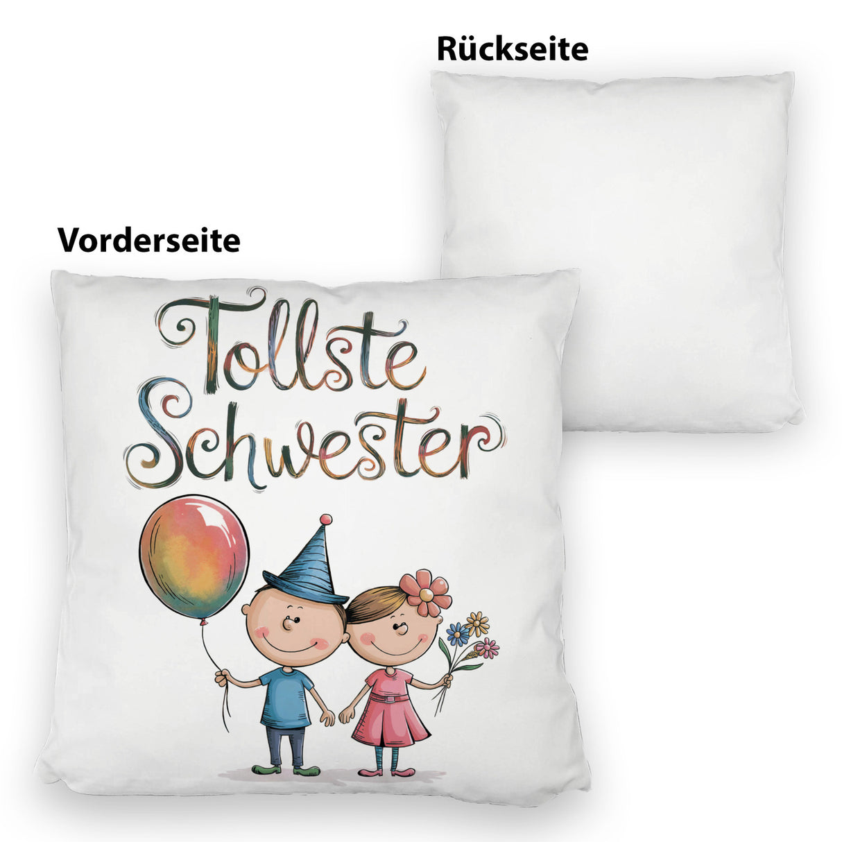 Tollste Schwester Cartoon Kissen für Geschwister