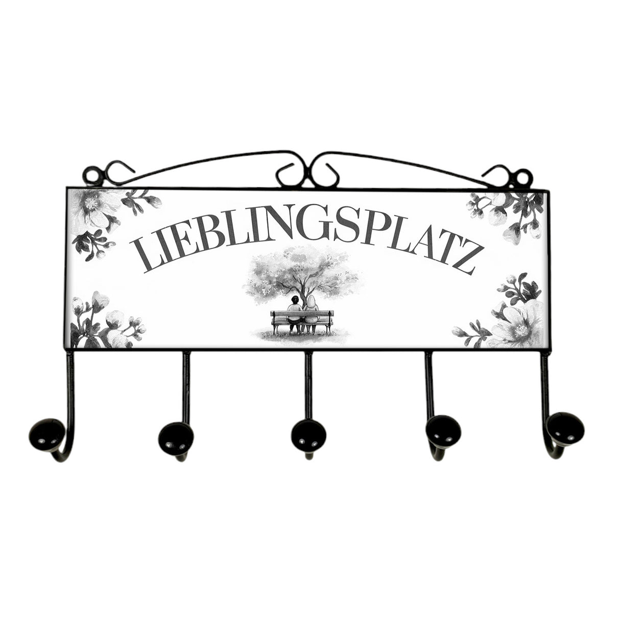 Lieblingsplatz Kleiderhaken Leiste mit 3 Haken mit Parkbankdesign