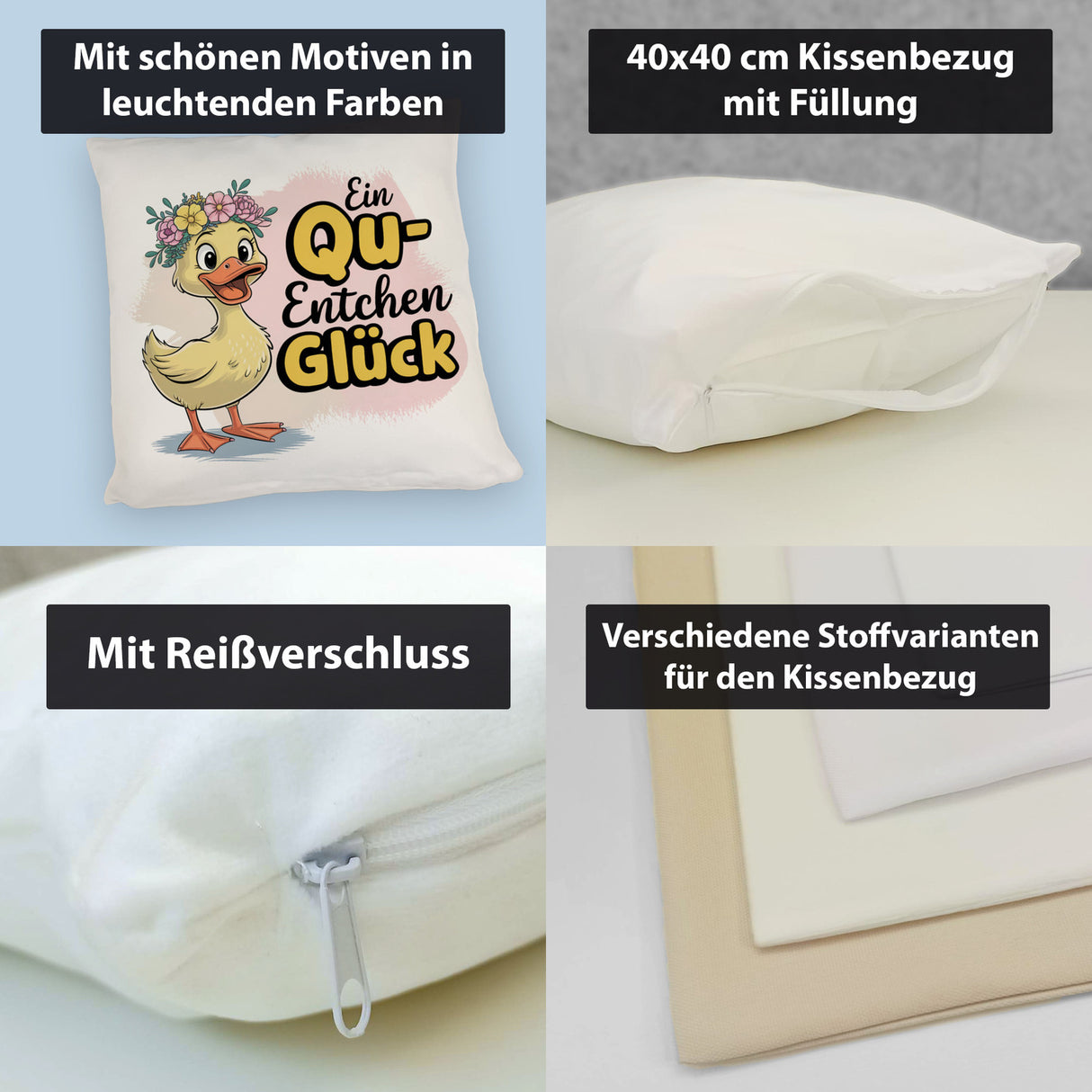 Gelbe Ente Kissen - Ein Qu-ENTCHEN Glück