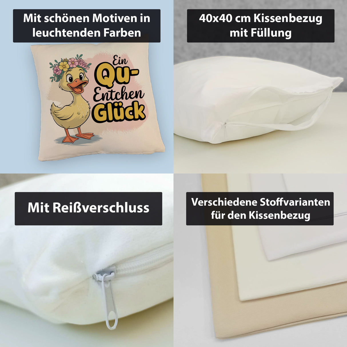 Gelbe Ente Kissen - Ein Qu-ENTCHEN Glück