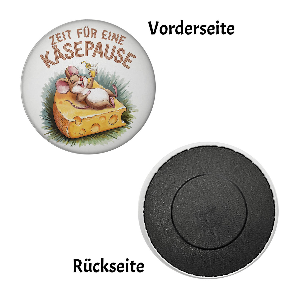 Fröhliche Maus auf Käse Magnet - Käsepause