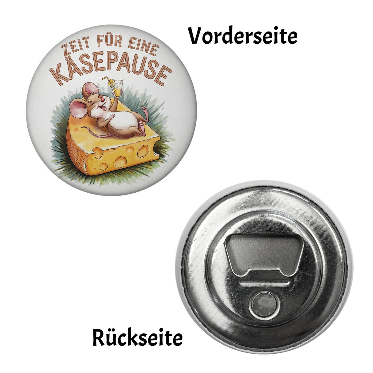 Fröhliche Maus auf Käse Magnet - Käsepause