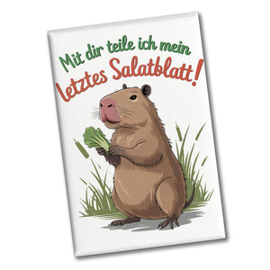 Mit dir teile ich mein letztes Salatblatt! Souvenir Souvenir Magnet mit Capybara