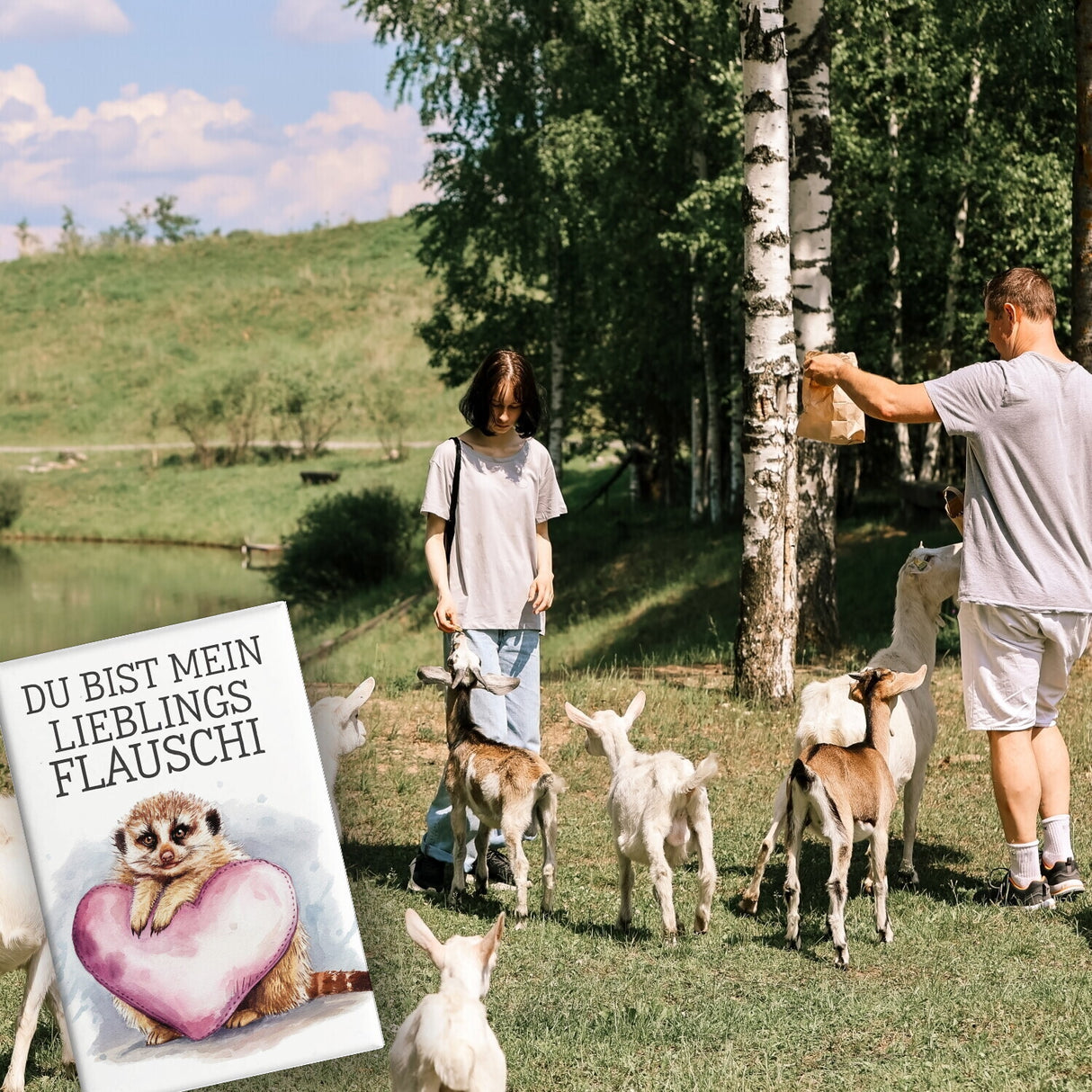 Lieblings Flauschi Souvenir Souvenir Magnet Erdmännchen mit Herzkissen