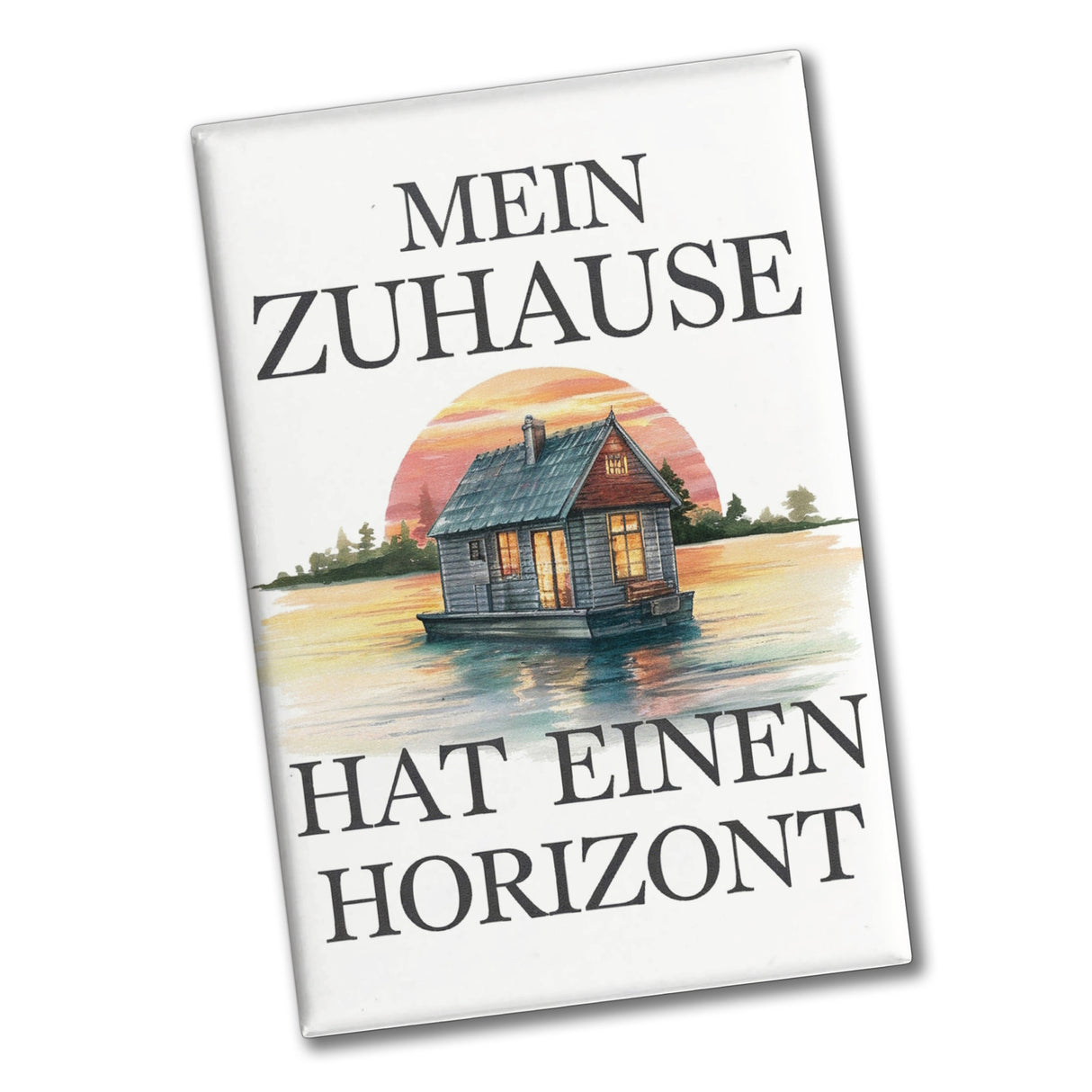 Hausboot auf Wasser Souvenir Souvenir Magnet - Zuhause mit Horizont