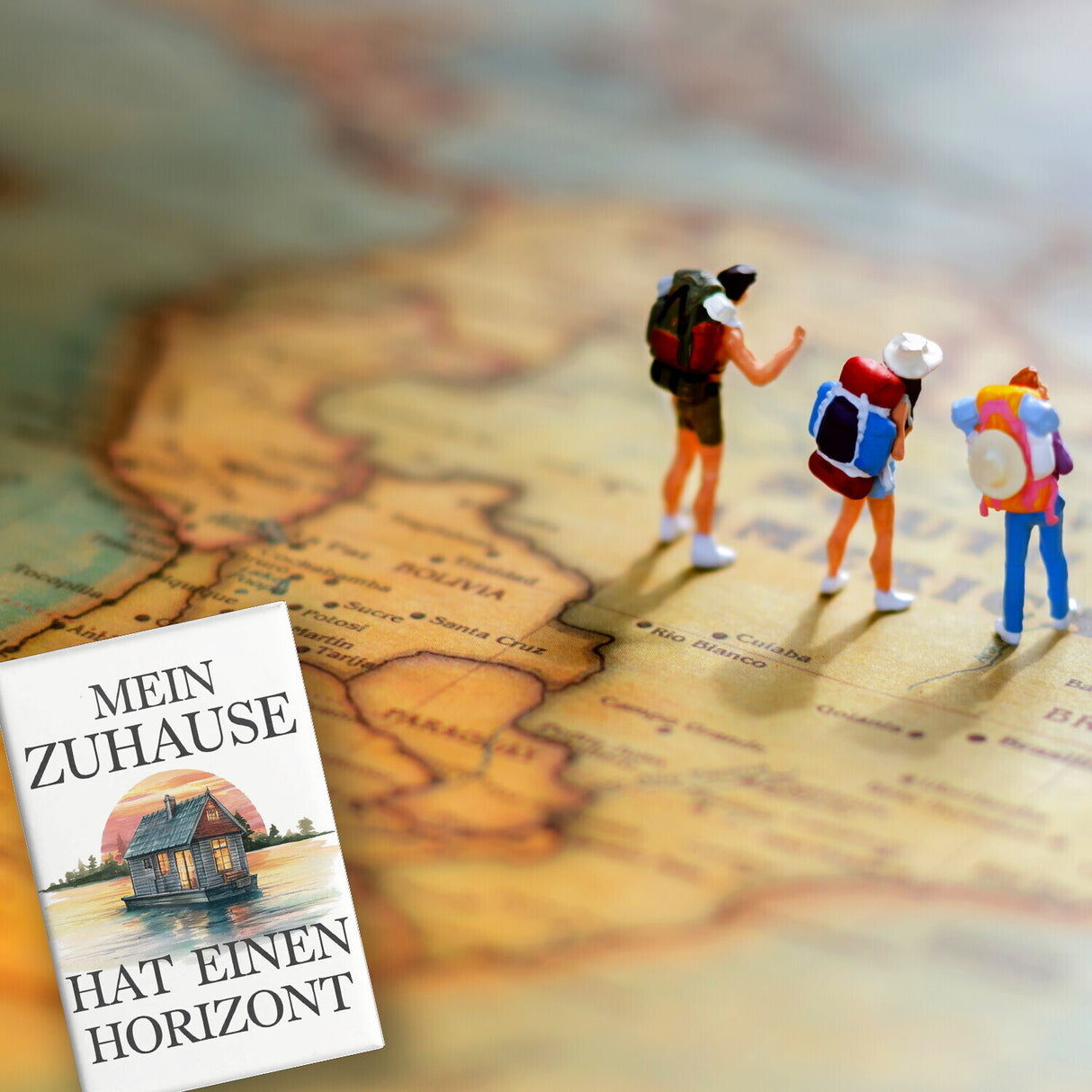 Hausboot auf Wasser Souvenir Souvenir Magnet - Zuhause mit Horizont