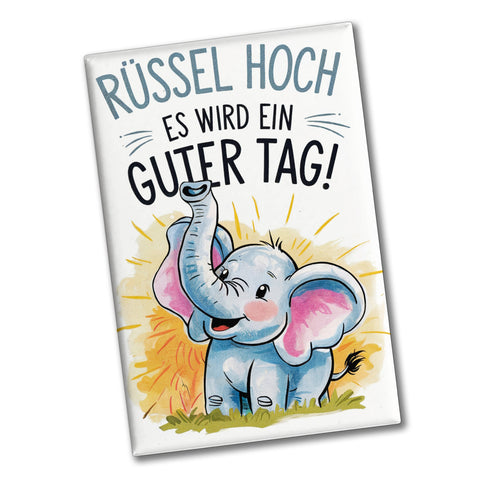 Fröhlicher Cartoon Elefant - Rüssel hoch Souvenir Souvenir Magnet