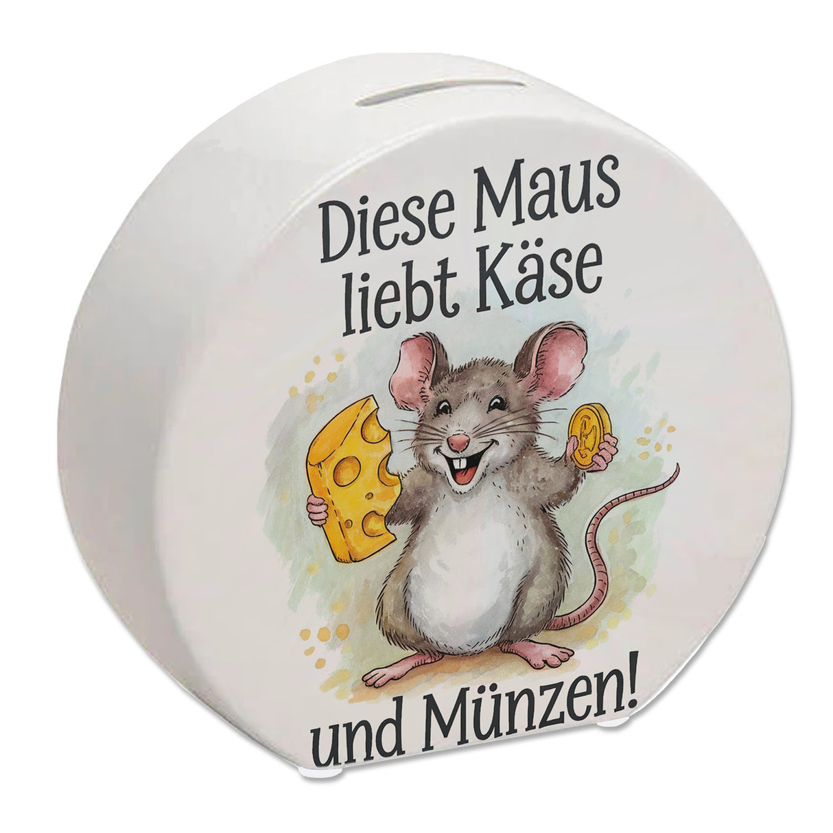 Fröhliche Maus mit Käse Spardose - liebe Käse und Münzen