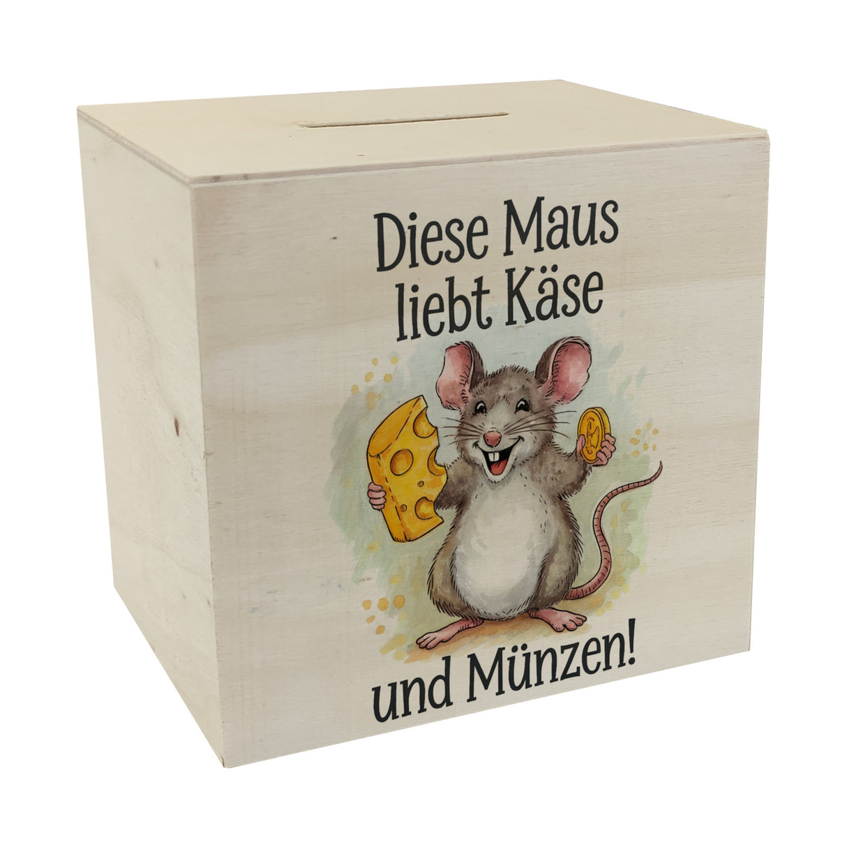 Fröhliche Maus mit Käse Spardose - liebe Käse und Münzen