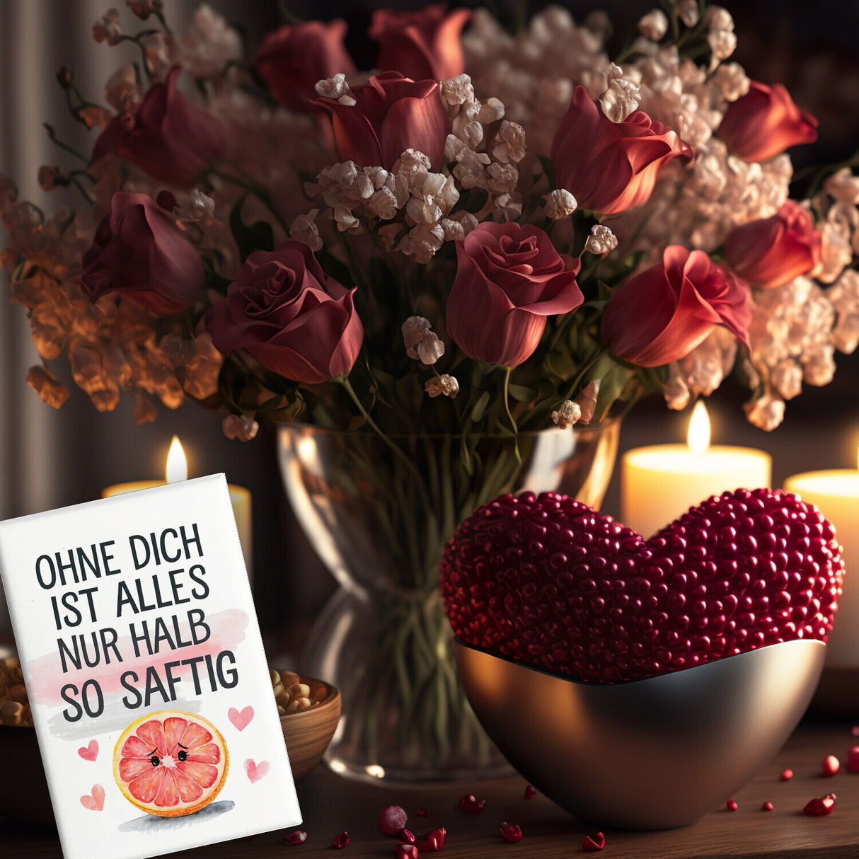 Ohne dich halb so saftig Souvenir Souvenir Magnet - Grapefruit Liebe