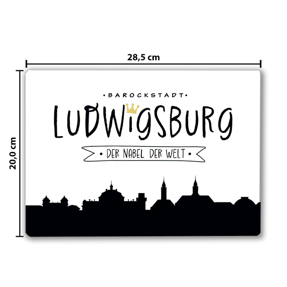 Ludwigsburg Skyline Schneidebrett aus Glas mit Spruch Nabel der Welt