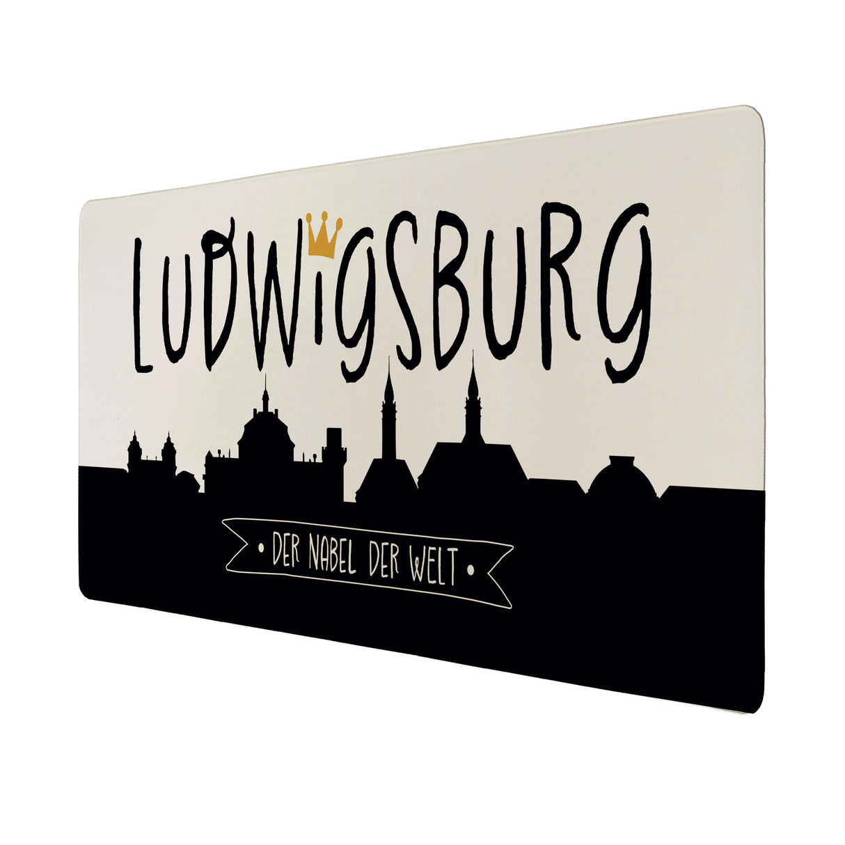 Ludwigsburg Skyline Schreibtischunterlage 69x31cm XXL Mauspad mit Spruch Nabel der Welt