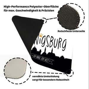 Ludwigsburg Skyline Schreibtischunterlage 69x31cm XXL Mauspad mit Spruch Nabel der Welt