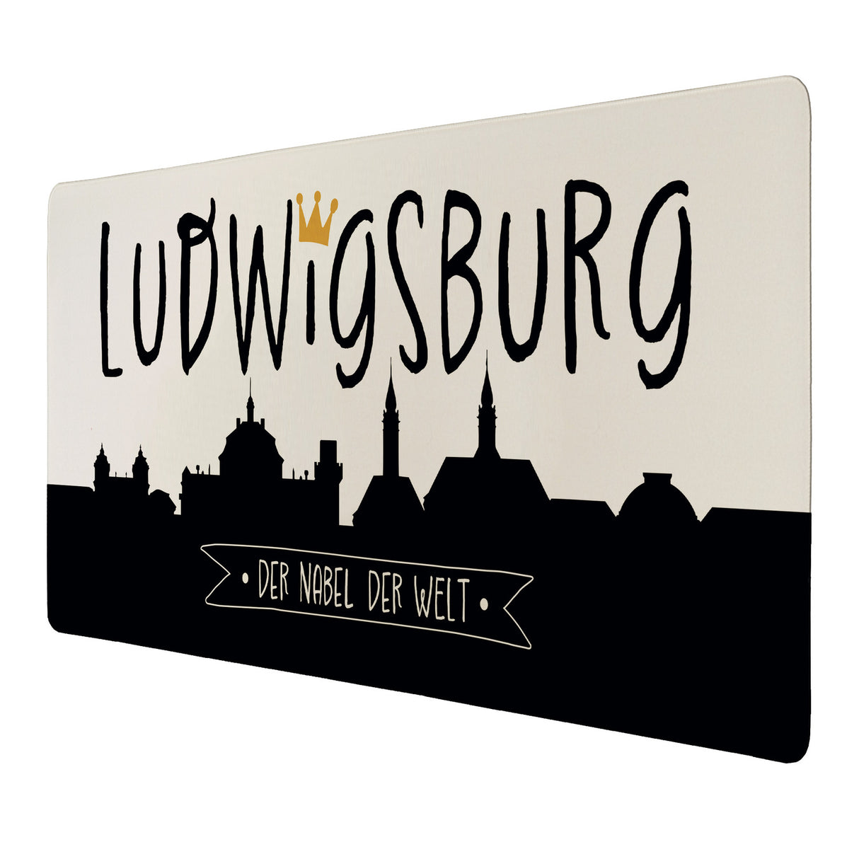 Ludwigsburg Skyline Schreibtischunterlage 69x31cm XXL Mauspad mit Spruch Nabel der Welt