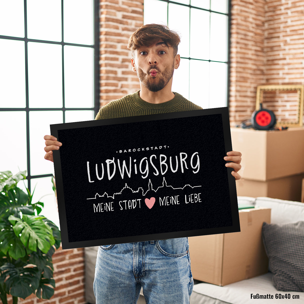 Ludwigsburg Skyline Fußmatte in 35x50 cm mit Spruch MEINE STADT MEINE LIEBE