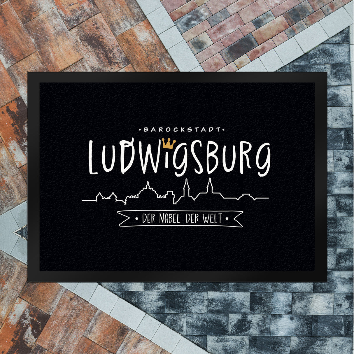 Ludwigsburg Skyline Fußmatte in 35x50 cm mit Spruch Der Nabel der Welt