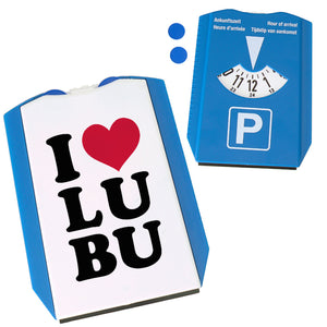 Ludwigsburg Parkscheibe weiss mit Text I love LUBU