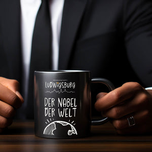 Ludwigsburg Kaffeebecher schwarz mit Text Nabel der Welt