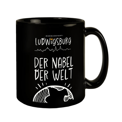 Ludwigsburg Kaffeebecher schwarz mit Text Nabel der Welt