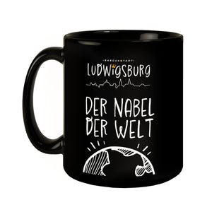 Ludwigsburg Kaffeebecher schwarz mit Text Nabel der Welt