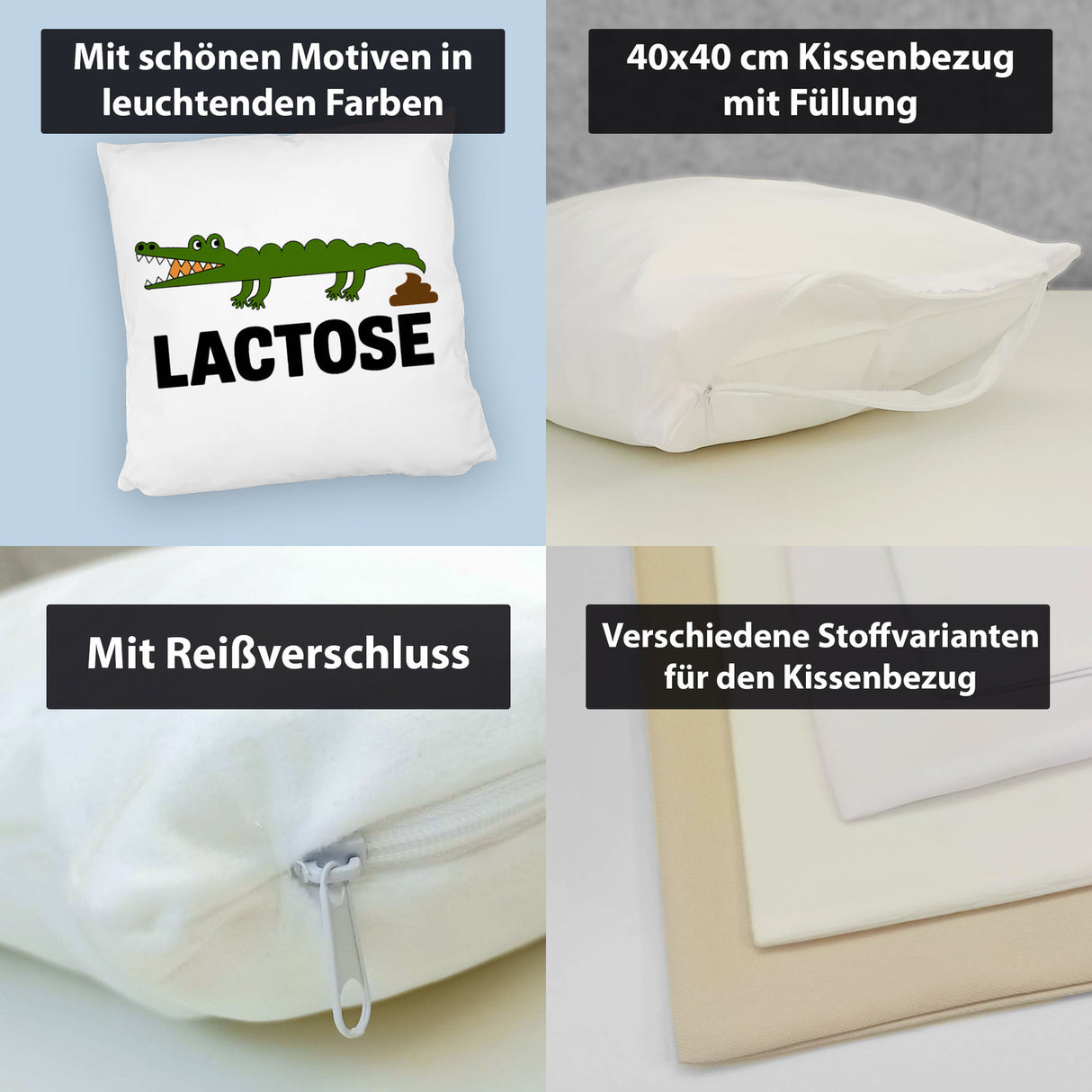 Alligator LACTOSE Kissen für Humorliebhaber