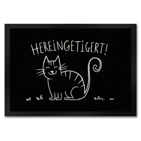 Hereingetigert! Fußmatte in 35x50 cm mit lächelnder Katze