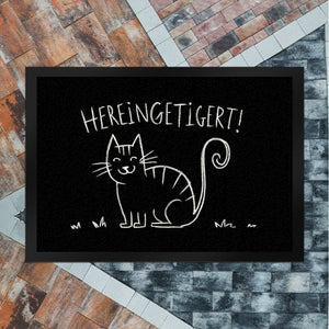 Hereingetigert! Fußmatte in 35x50 cm mit lächelnder Katze