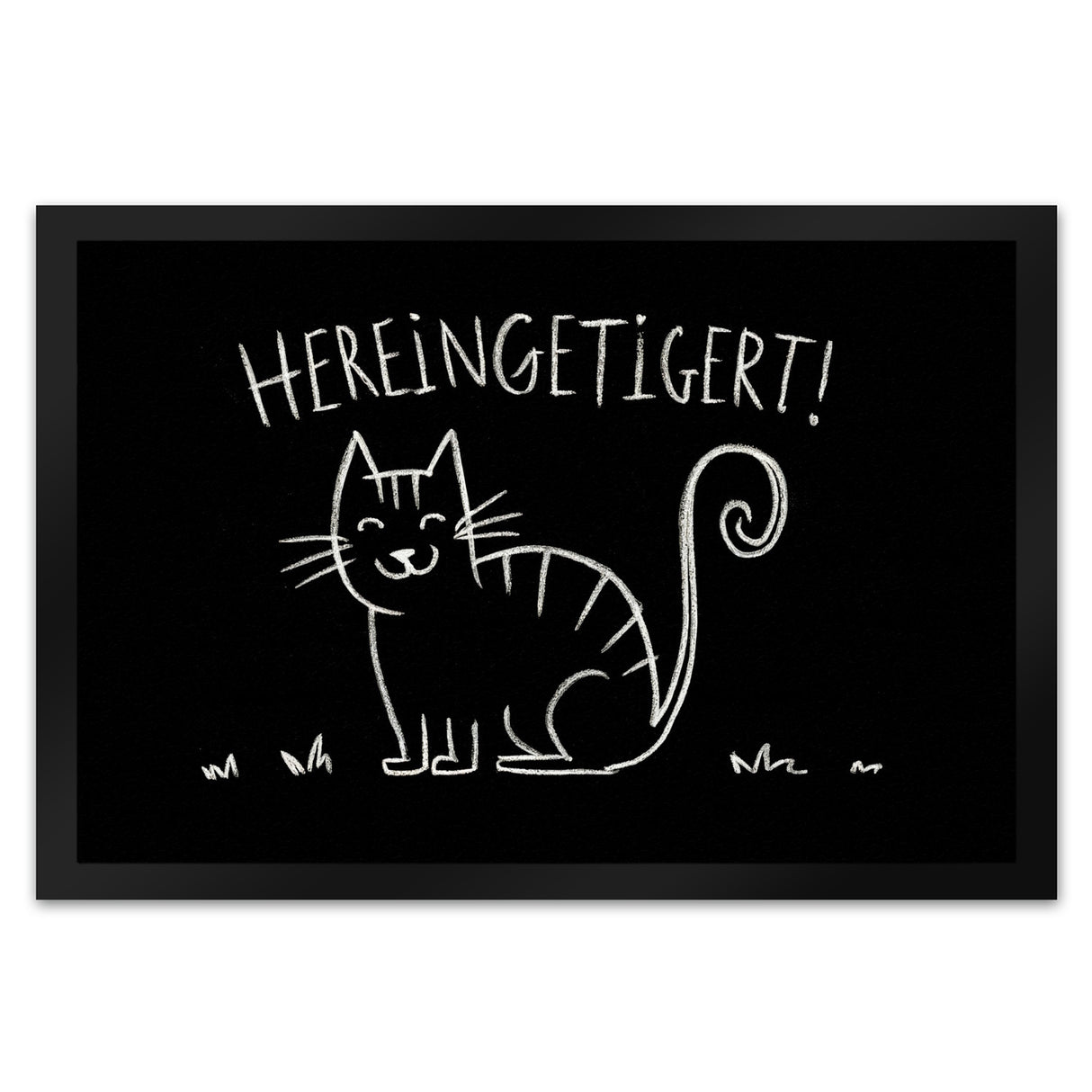 Hereingetigert! Fußmatte in 35x50 cm mit lächelnder Katze