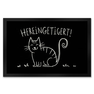 Hereingetigert! Fußmatte in 35x50 cm mit lächelnder Katze