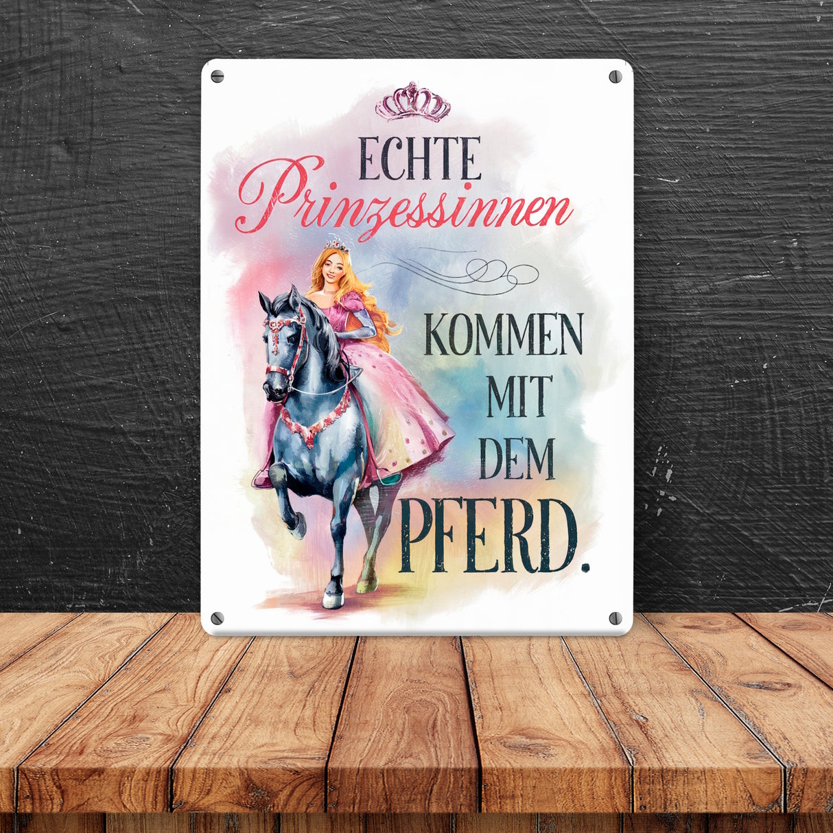 Echte Prinzessinnen reiten Pferde Metallschild in 15x20 cm