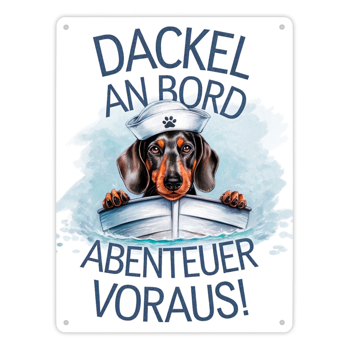 Matrosen Dackel im Boot - Abenteuer voraus Metallschild in 15x20 cm