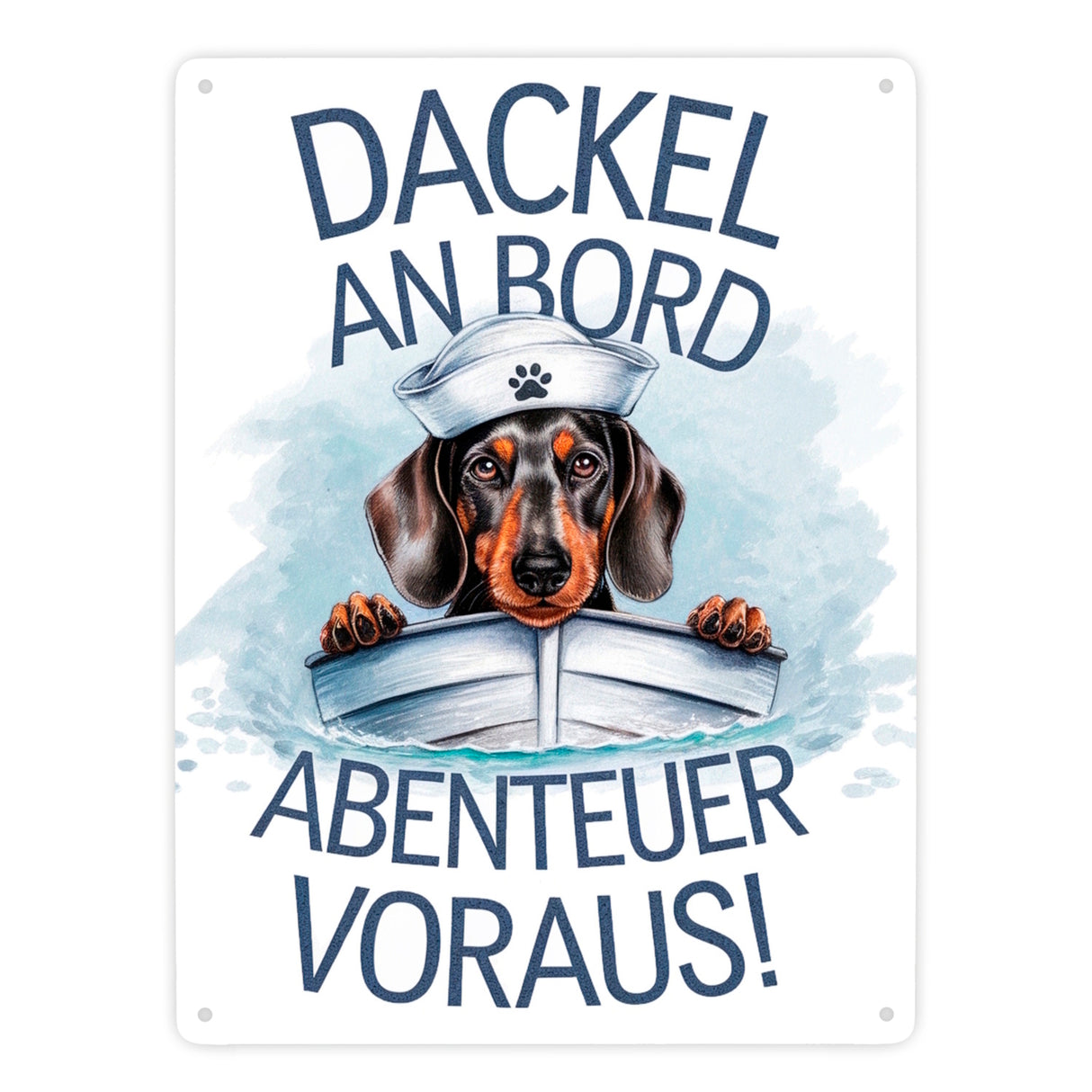 Matrosen Dackel im Boot - Abenteuer voraus Metallschild in 15x20 cm