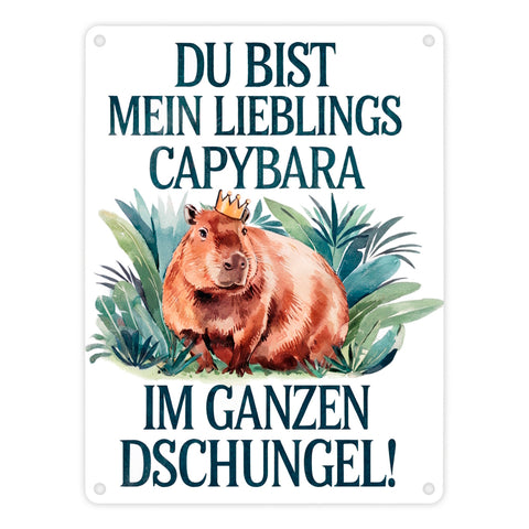 Lieblings Capybara Metallschild in 15x20 cm - Capybara mit Krone