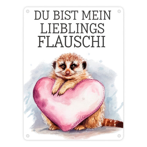 Erdmännchen Lieblings Flauschi Metallschild in 15x20 cm