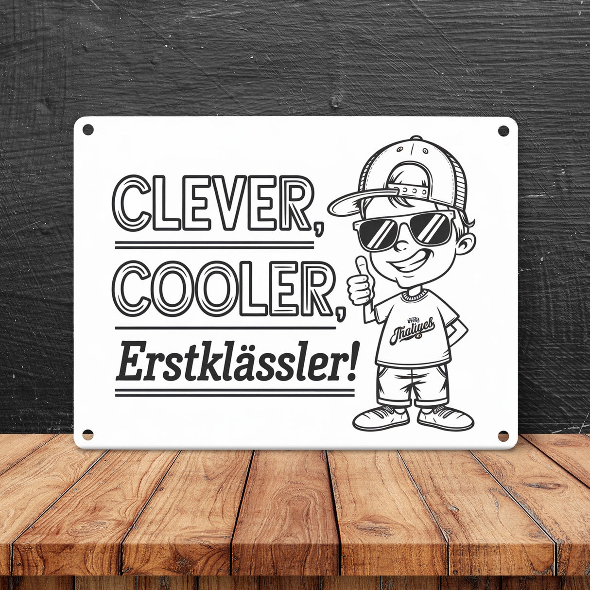 Clever, cooler, Erstklässler Metallschild in 15x20 cm für den Schulanfang