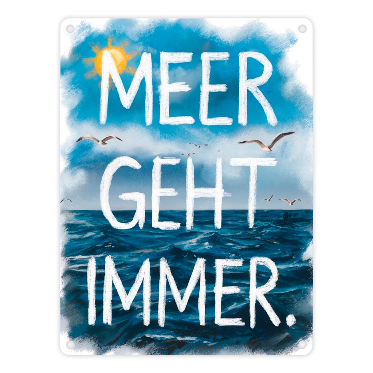 Meer geht immer Metallschild in 15x20 cm im Aquarell Design