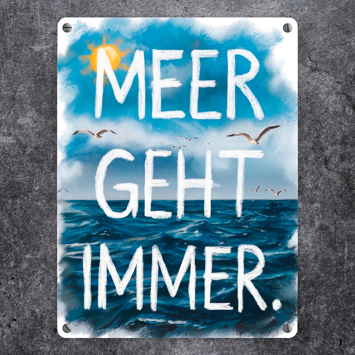 Meer geht immer Metallschild in 15x20 cm im Aquarell Design