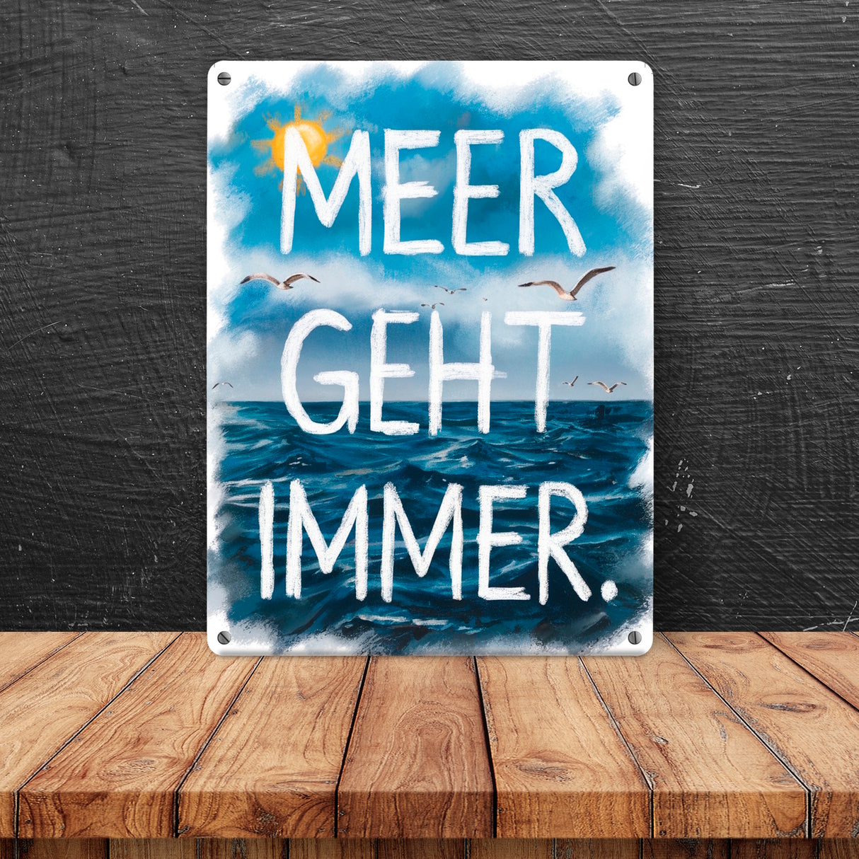 Meer geht immer Metallschild in 15x20 cm im Aquarell Design