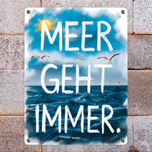 Meer geht immer Metallschild in 15x20 cm im Aquarell Design