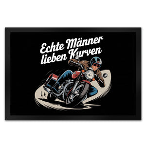 Echte Männer lieben Kurven Fußmatte in 35x50 cm mit Retro Biker
