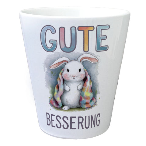Gute Besserung Blumentopf - Weißes Kaninchen in einer Decke