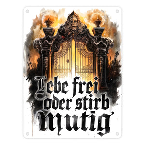 Lebe frei oder stirb mutig Metallschild in 15x20 cm - Valhalla