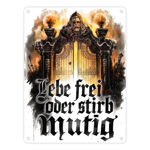 Lebe frei oder stirb mutig Metallschild in 15x20 cm - Valhalla